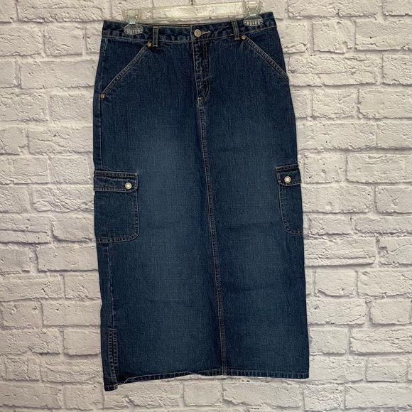 Vintage Dresses & Skirts - Vintage Old Navy Denim Cargo Maxi Skirt - XS
